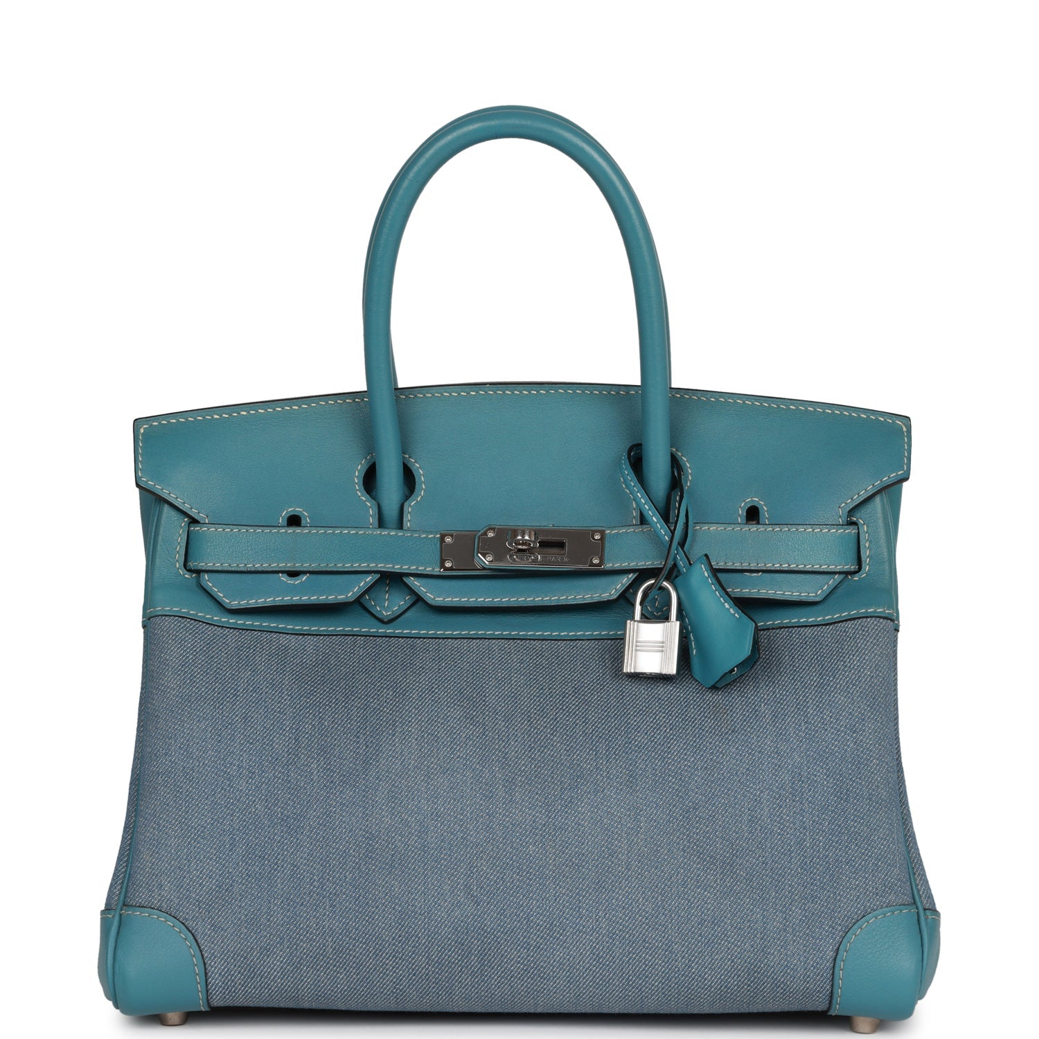 Hermes Birkin 30 Denim and Blue Jean Gulliver Palladium Hardware