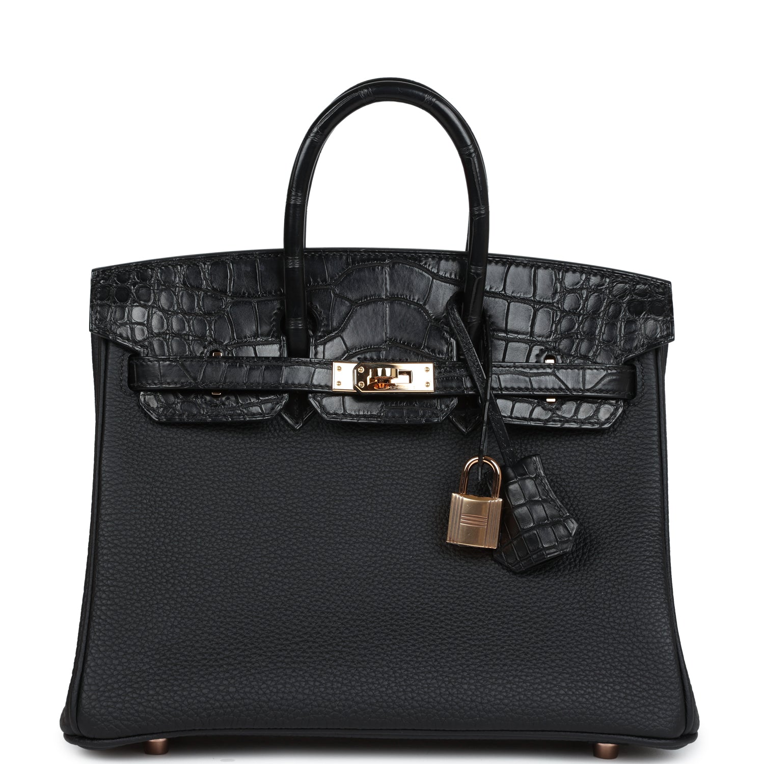 Hermes Birkin 25 Black Matte Alligator and Togo Touch Gold Hardware