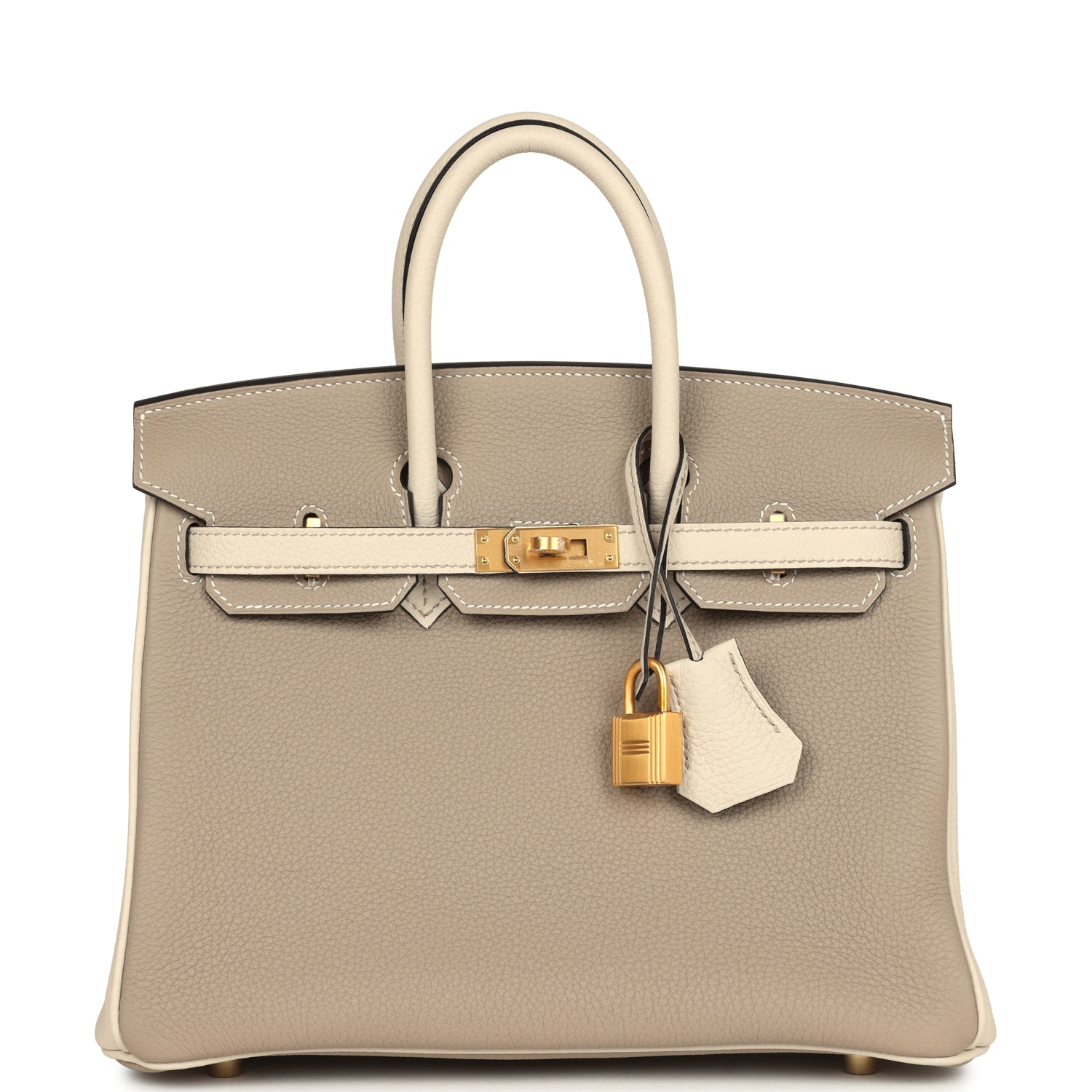 Hermes Special Order (HSS) Birkin 25 Gris Tourterelle and Craie Togo Brushed Gold Hardware