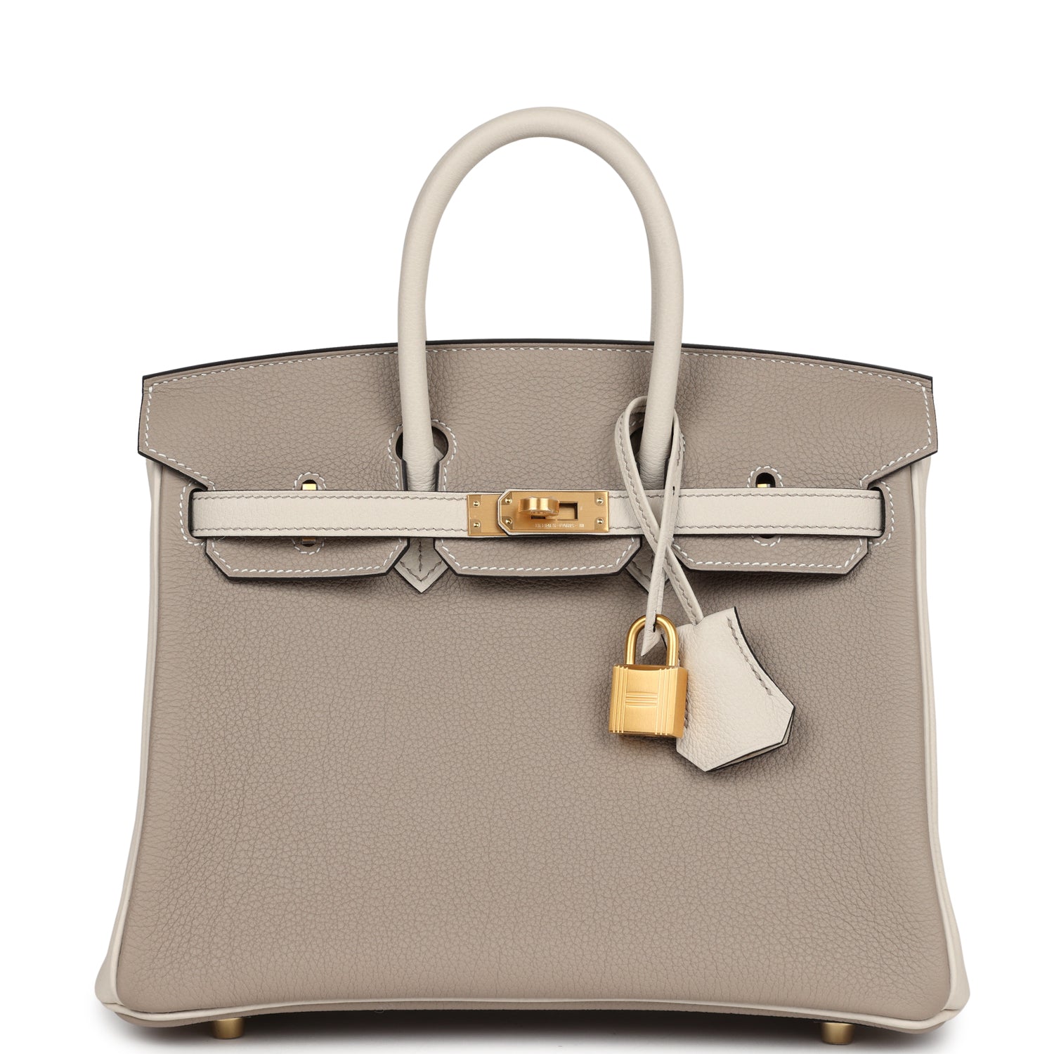 Hermes Special Order (HSS) Birkin 25 Gris Asphalte and Craie Togo Brushed Gold Hardware