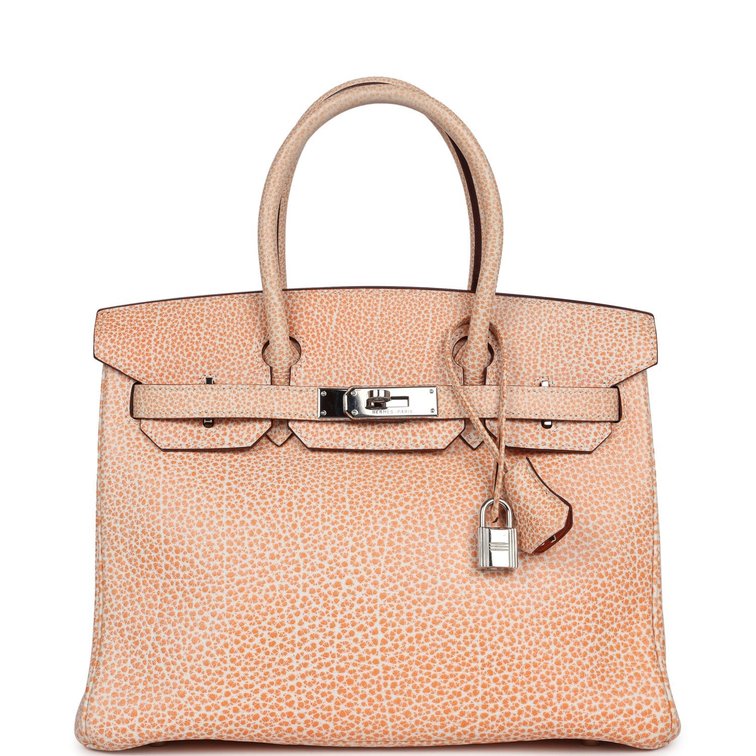 Hermes Birkin 30 Orange Dalmatian Buffalo Palladium Hardware