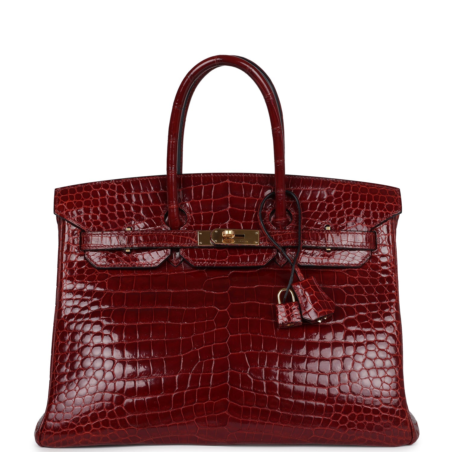 Hermes Birkin 35 Rouge H Shiny Crocodile Porosus Gold Hardware