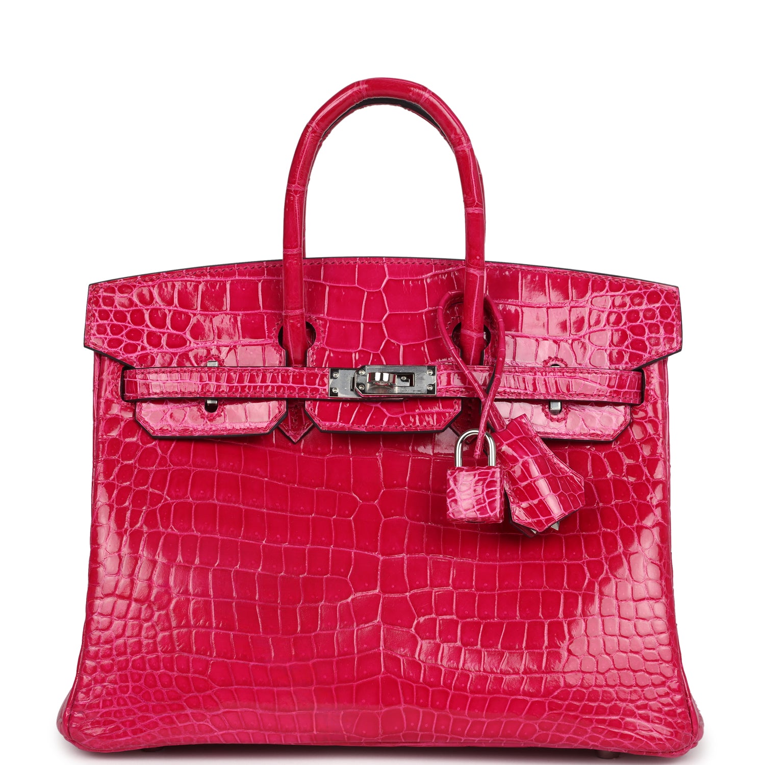 Hermes Birkin 25 Rose Mexico Shiny Porosus Crocodile Palladium Hardware