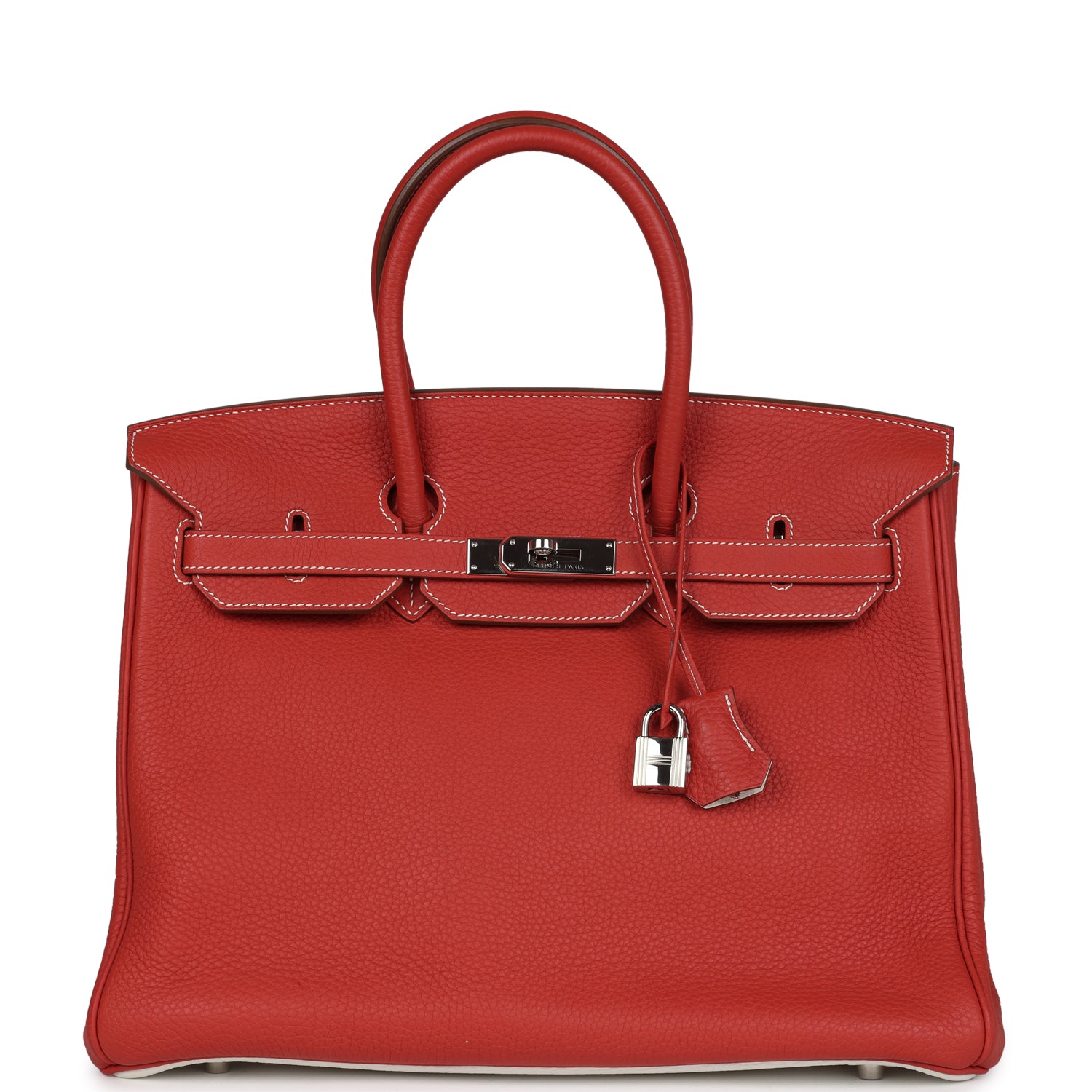 Hermes Birkin 35 Eclat Sanguine and White Clemence Palladium Hardware