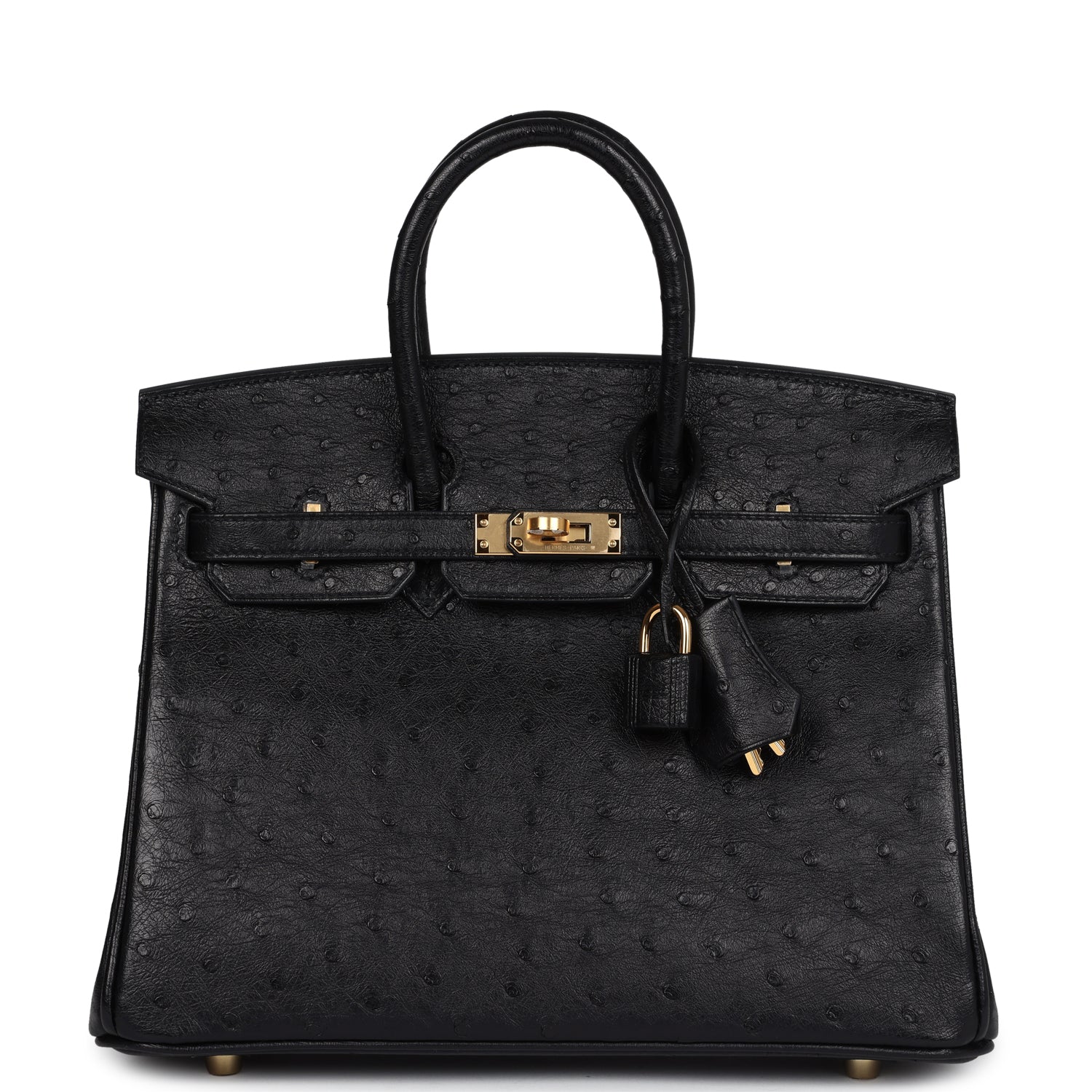 Hermes Birkin 25 Black Ostrich Gold Hardware