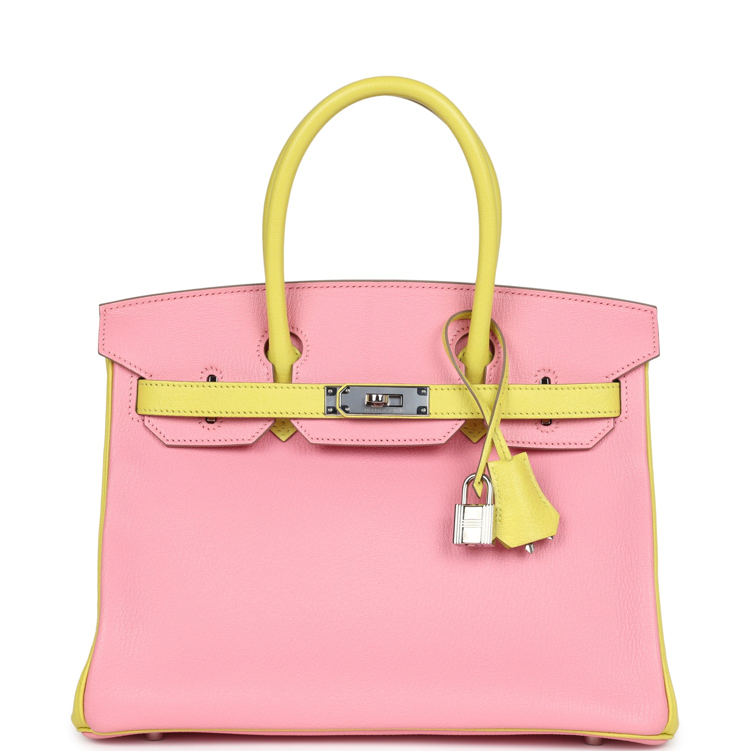 Hermes Special Order (HSS) Birkin 30 Rose Confetti and Lime Chevre Mysore Palladium Hardware