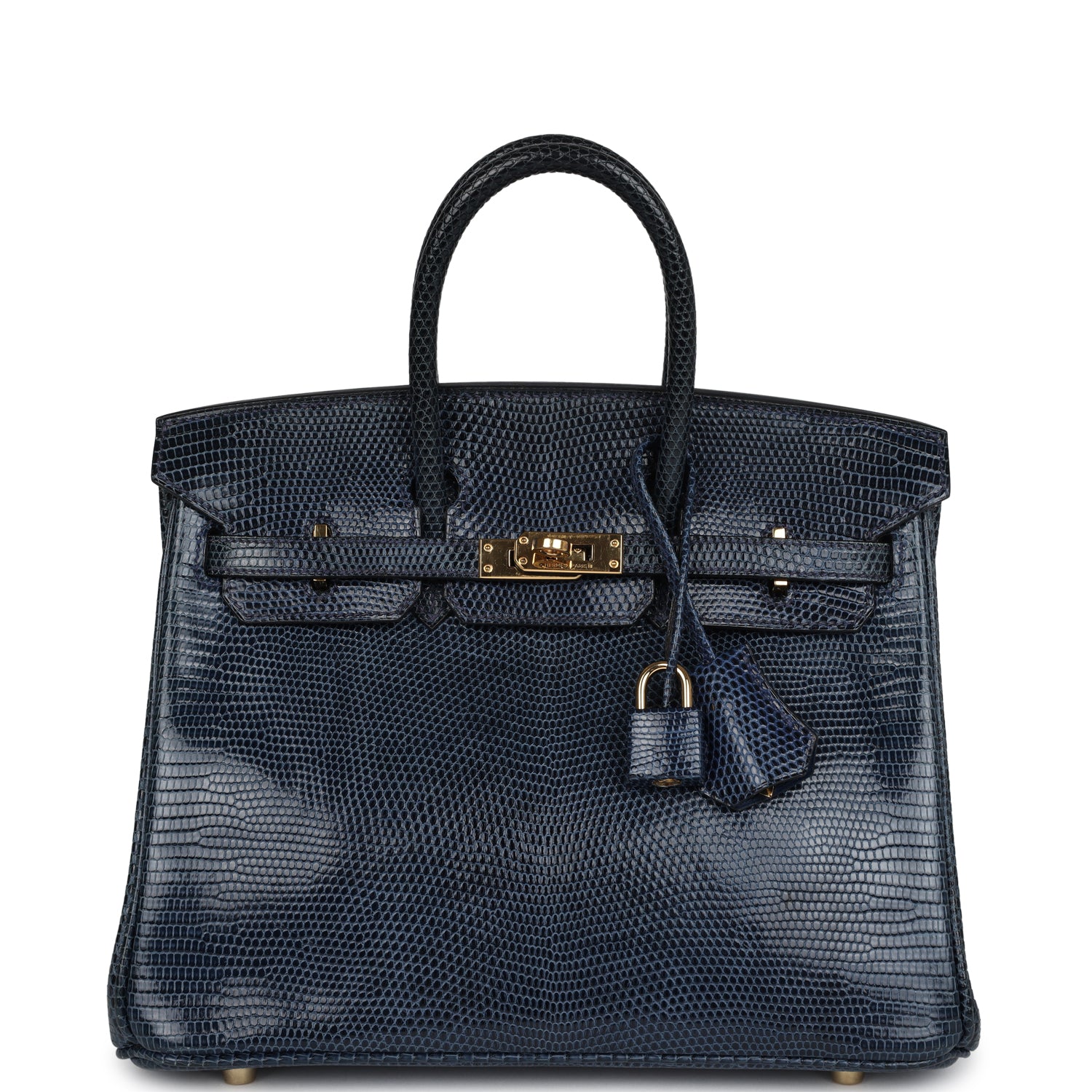 Hermes Birkin 25 Bleu De Malte Varanus Niloticus Lizard Gold Hardware