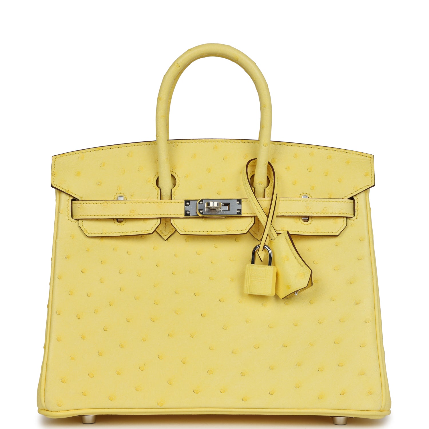 Hermes Birkin 25 Jaune Citron Ostrich Palladium Hardware