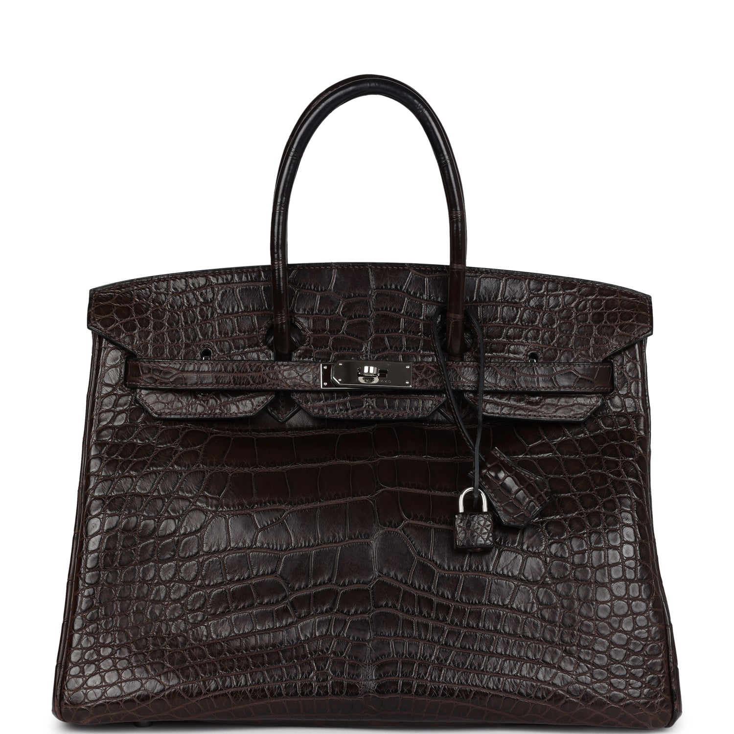 Birkin 35 Ebene Matte Alligator Palladium Hardware