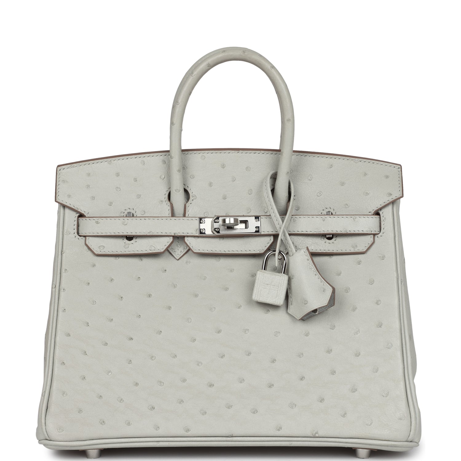 Hermes Birkin 25 Gris Perle Ostrich Palladium Hardware