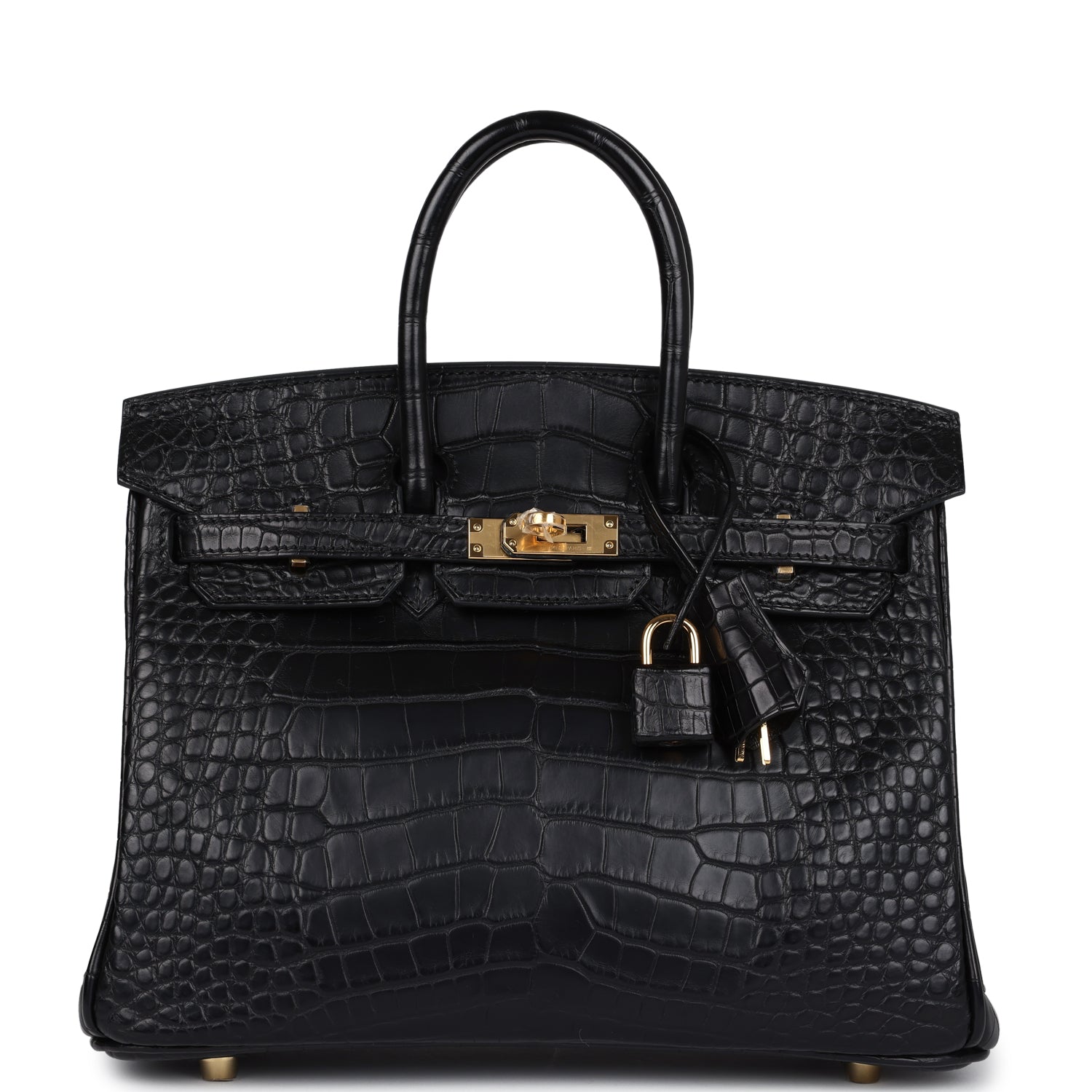 Hermes Birkin 25 Black Matte Alligator Gold Hardware