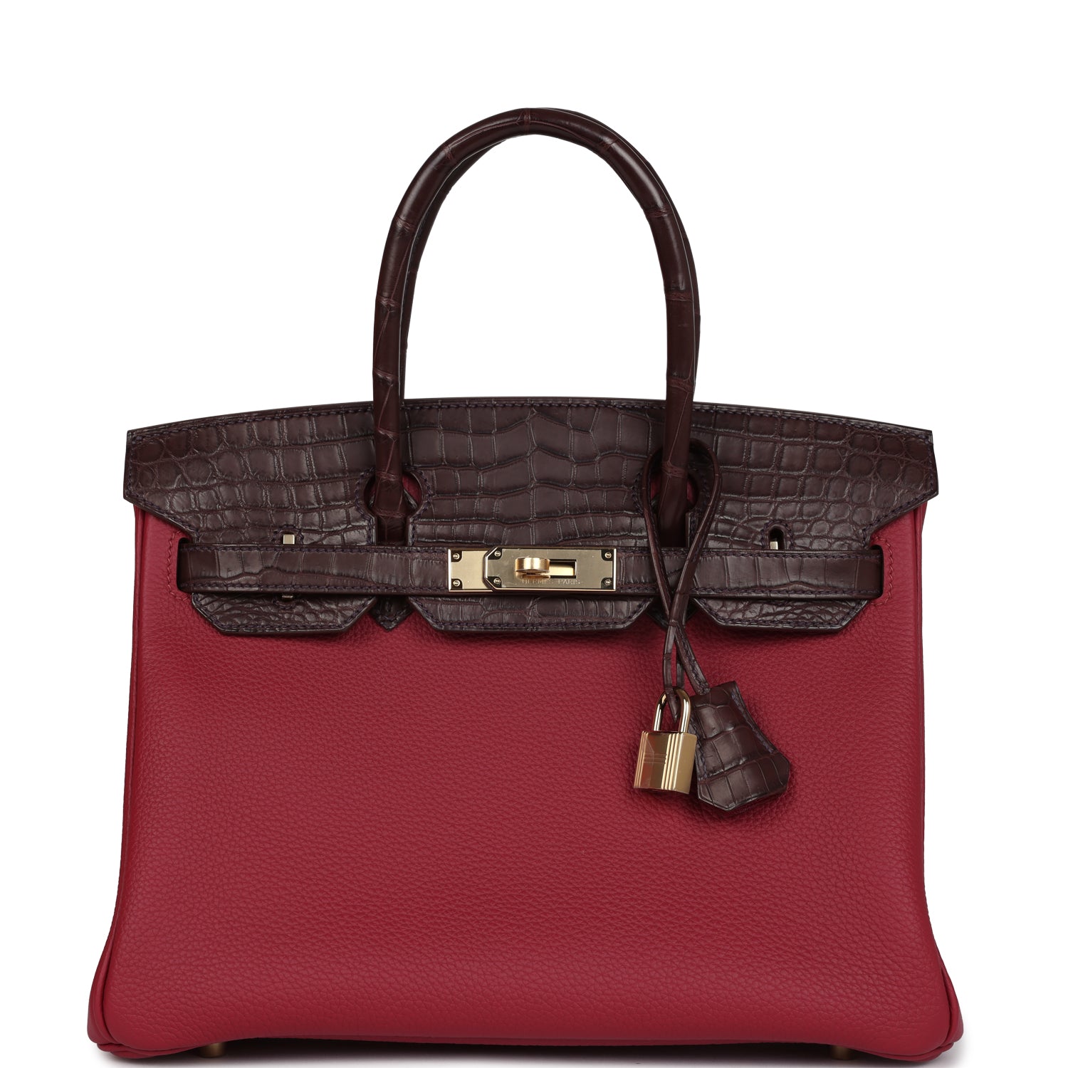 Hermes Birkin 30 Rouge Sellier Matte Niloticus Crocodile and Rubis Togo Touch Permabrass Hardware