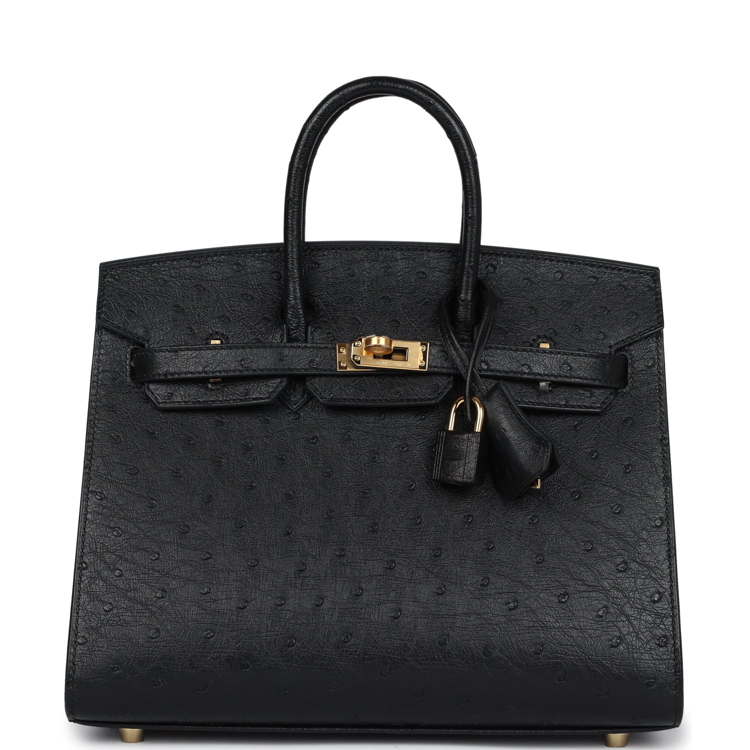 Hermes Birkin Sellier 25 Black Ostrich Gold Hardware