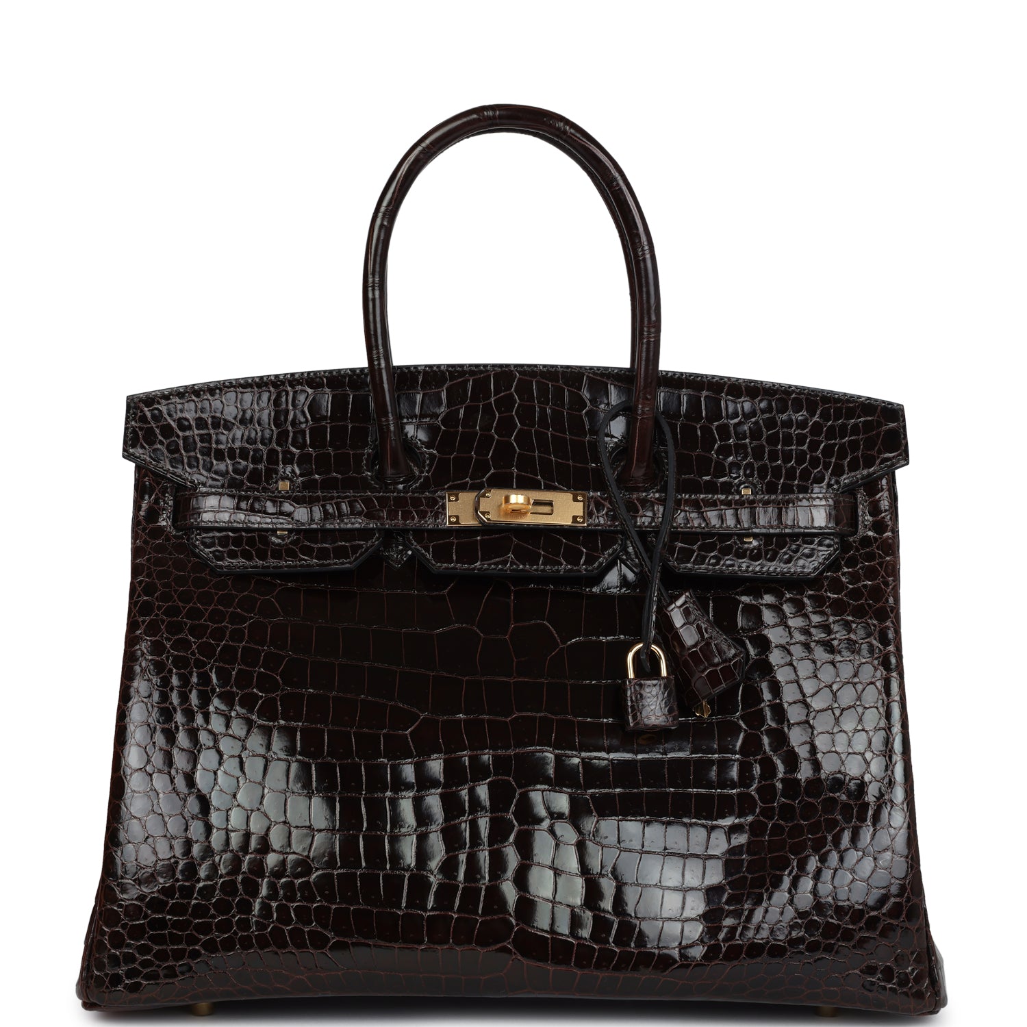 Hermes Birkin 35 Cocaon Shiny Porosus Crocodile Gold Hardware