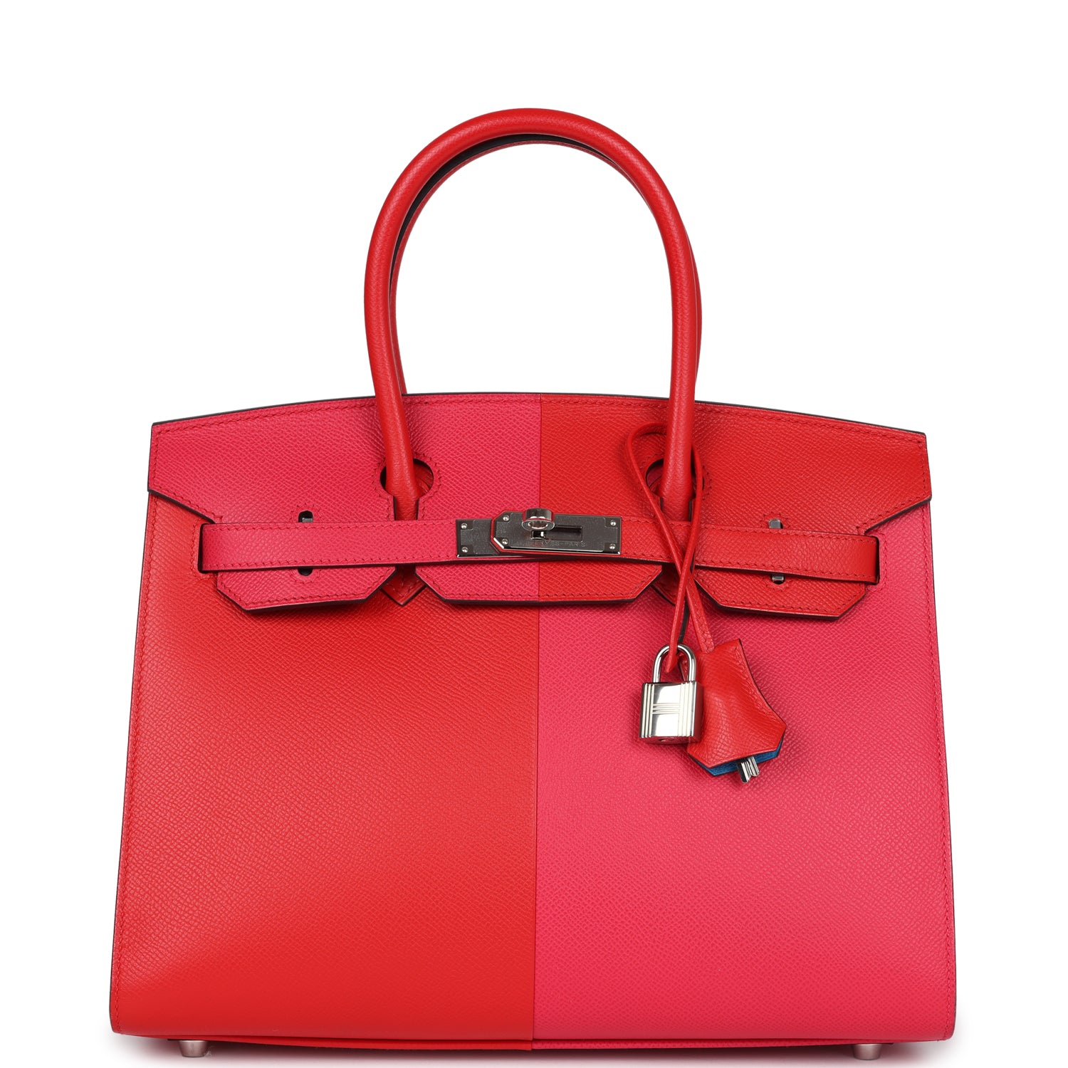 Hermes Casaque Birkin 30 Rouge De Coeur, Rose Extreme and Bleu Zanzibar Epsom Palladium Hardware