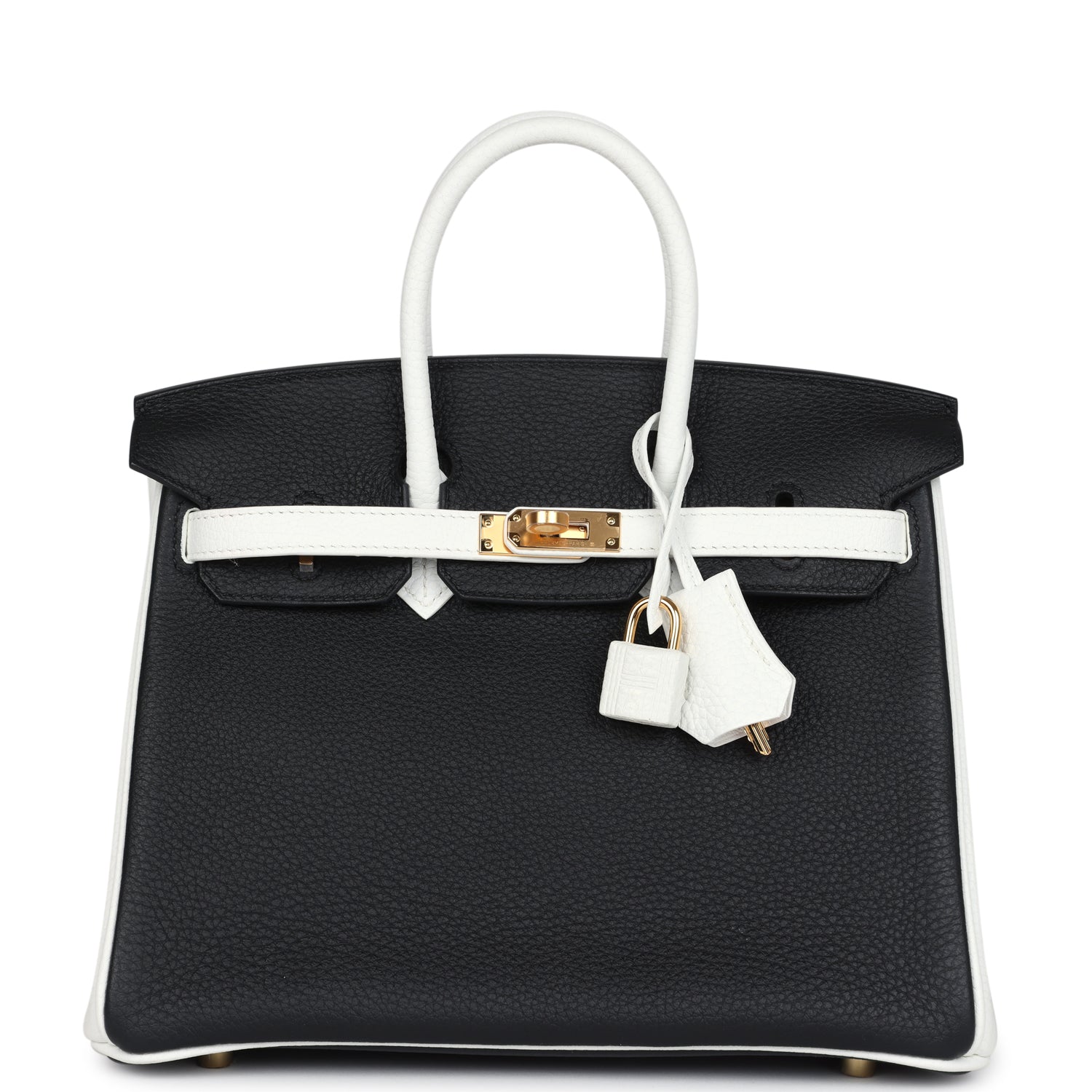 Hermes Special Order (HSS) Birkin 25 Black and White Clemence Gold Hardware