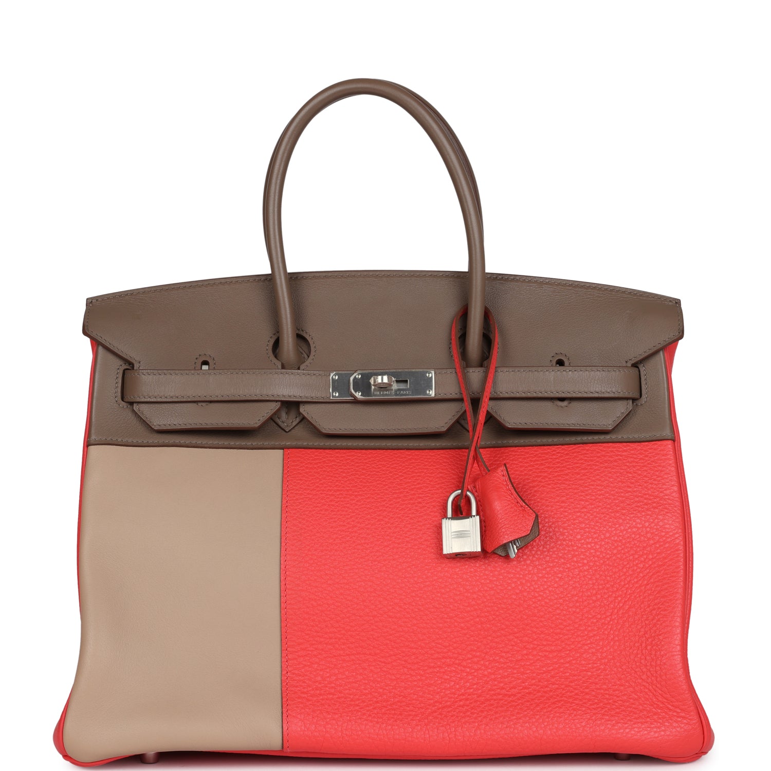 Hermes Birkin 30 Cascade Rose Jaipur, Etoupe and Argile Swift and Clemence Brushed Palladium Hardware