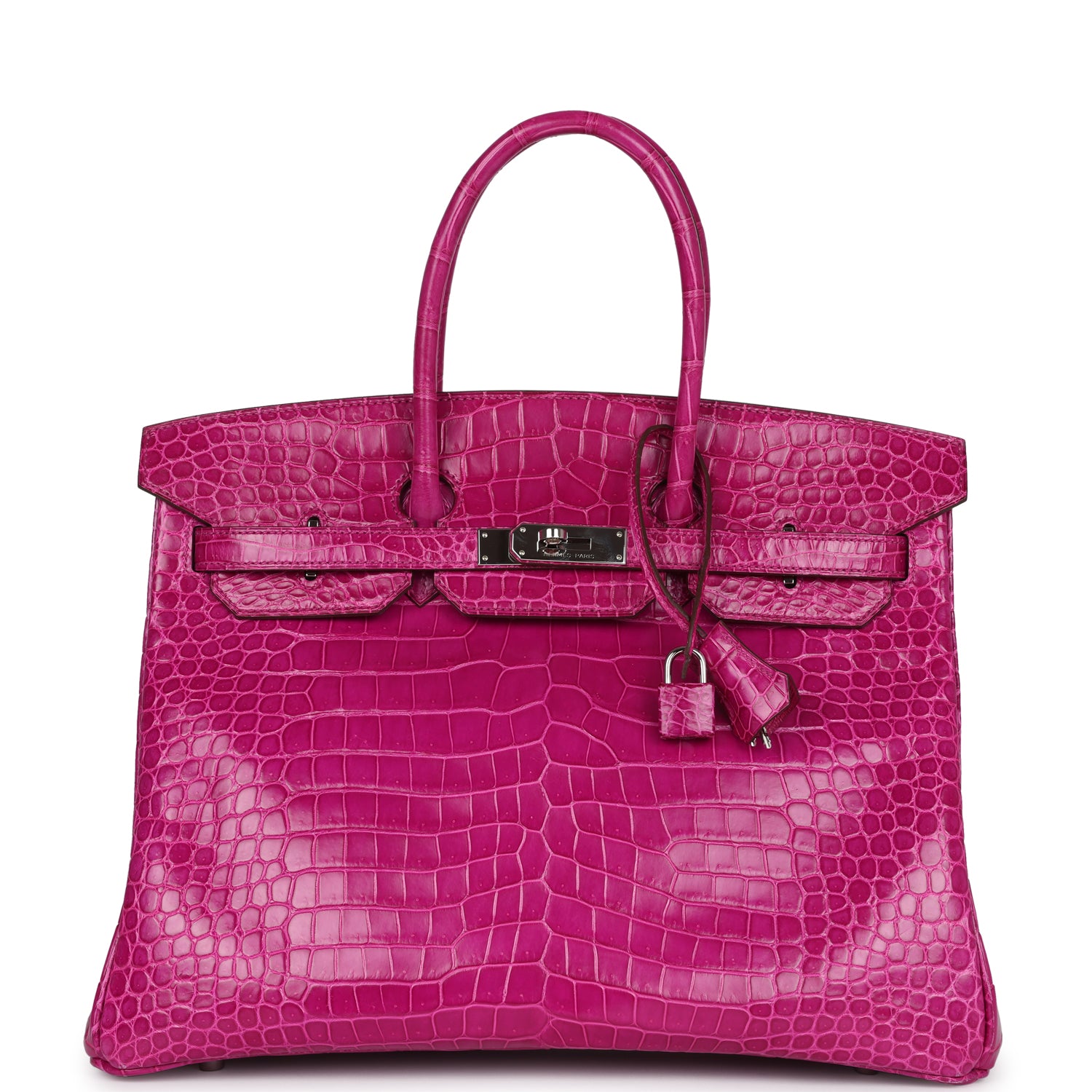 Hermes Birkin 35 Rose Sheherazade Shiny Porosus Crocodile Palladium Hardware