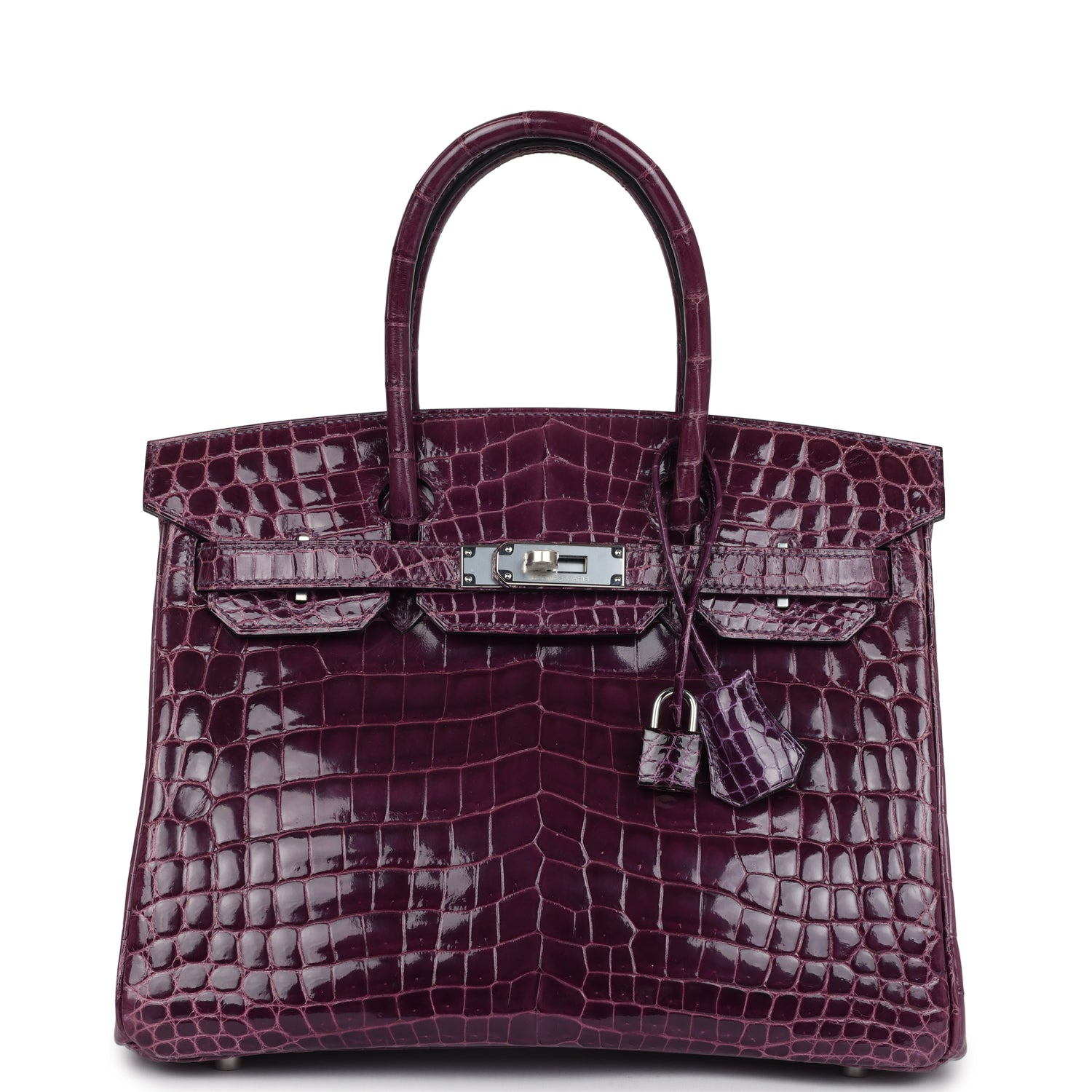 Hermes Birkin 30 Amethyst Shiny Niloticus Crocodile Palladium Hardware